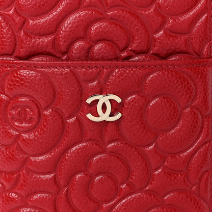 Chanel Caviar Camellia Embossed Classic Flat Wallet Pouch Red 8 of 9