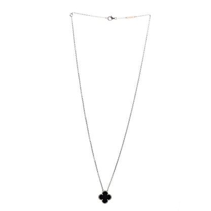 Van Cleef & Arpels 18K Yellow Gold Black Onyx Vintage Alhambra Pendant Necklace 3 of 6