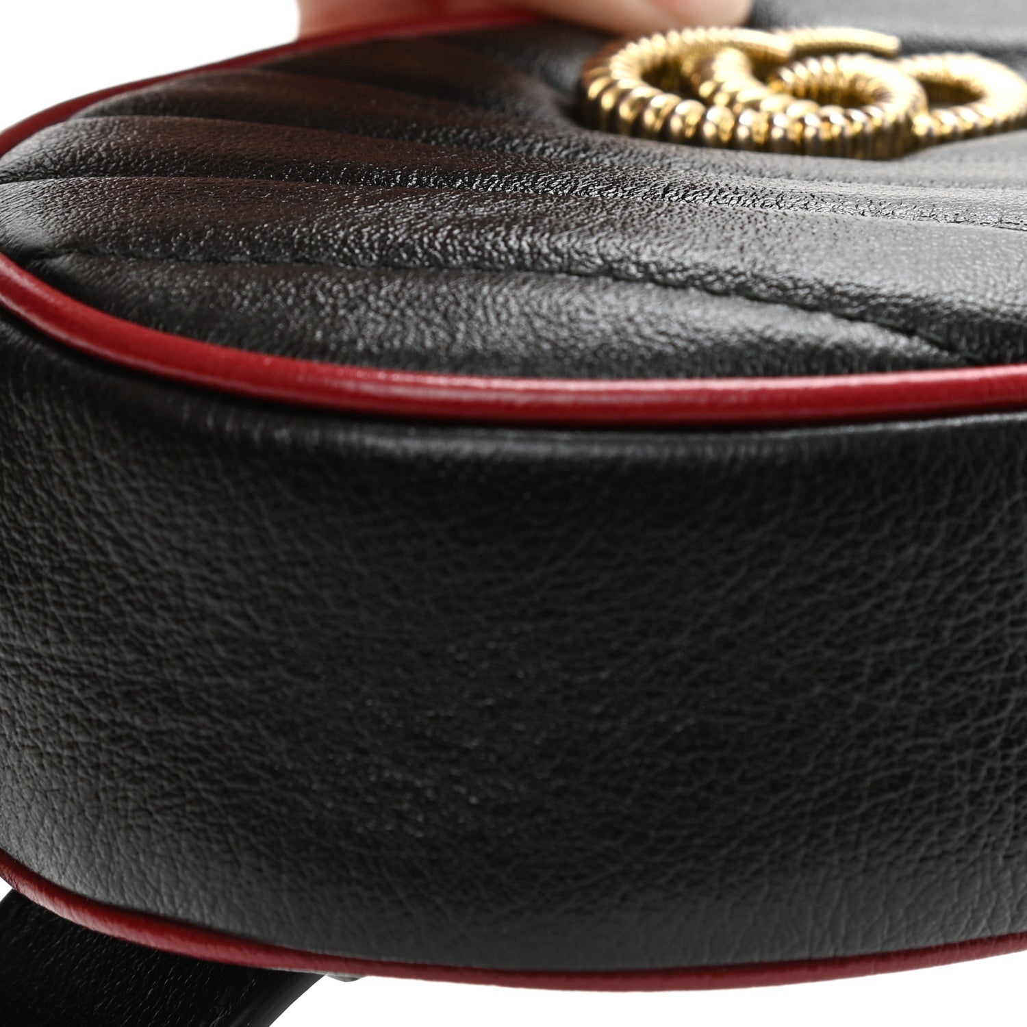 Gucci Azalea Calfskin Matelasse Diagonal Torchon GG Marmont Belt Bag 75 30 Black Romantic Cerise 9 of 9