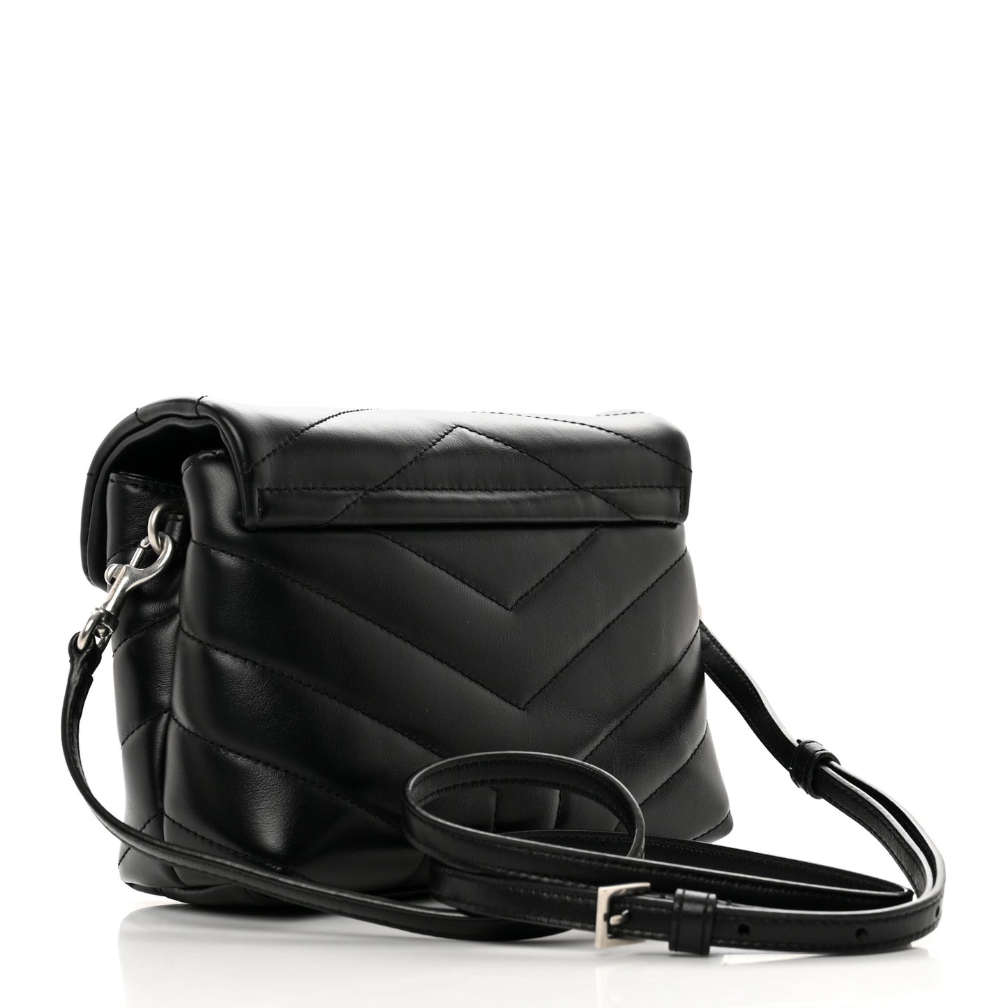 Calfskin Y Quilted Monogram Toy Loulou Crossbody Bag Black