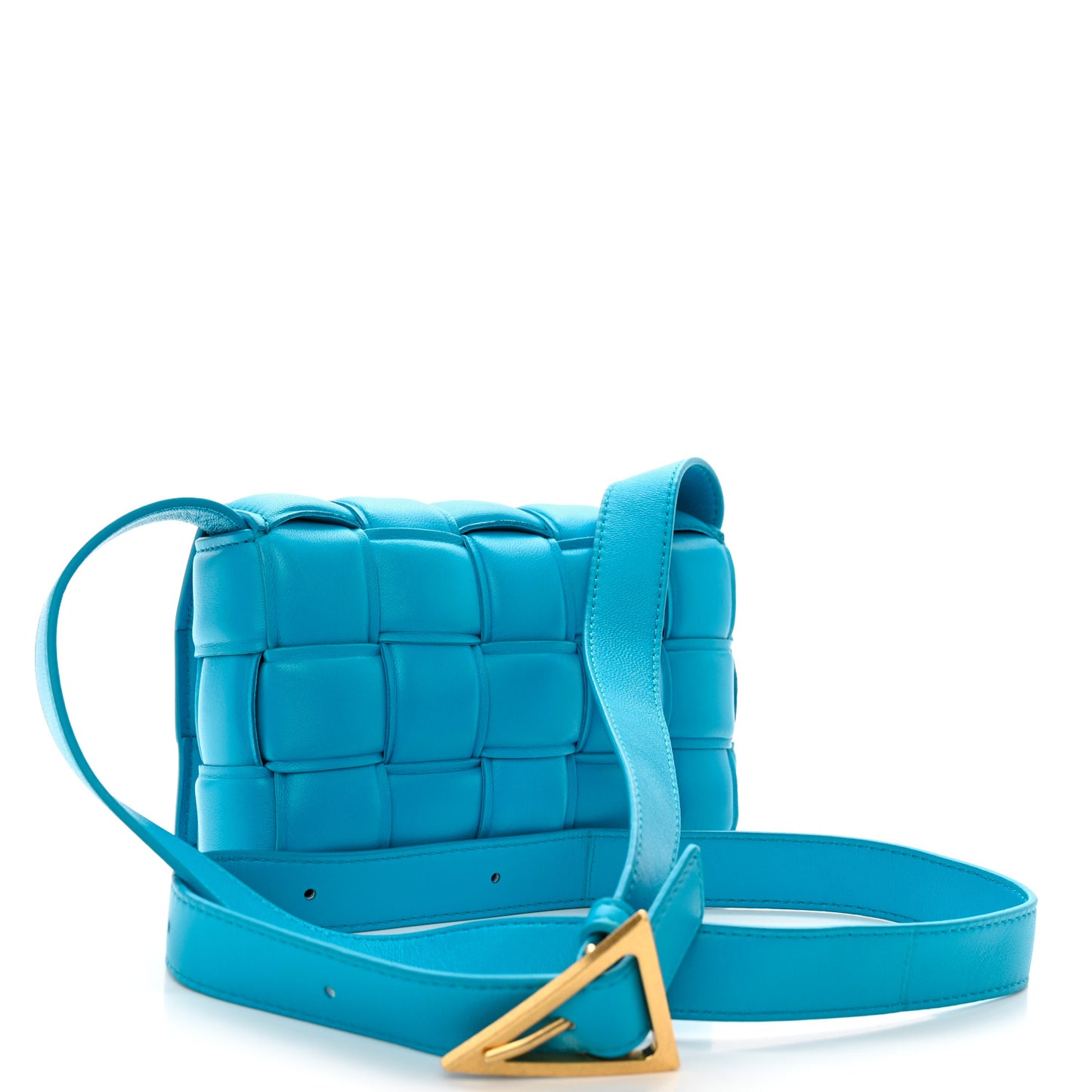 Nappa Maxi Intreccio Small Padded Cassette Crossbody Bag Pool
