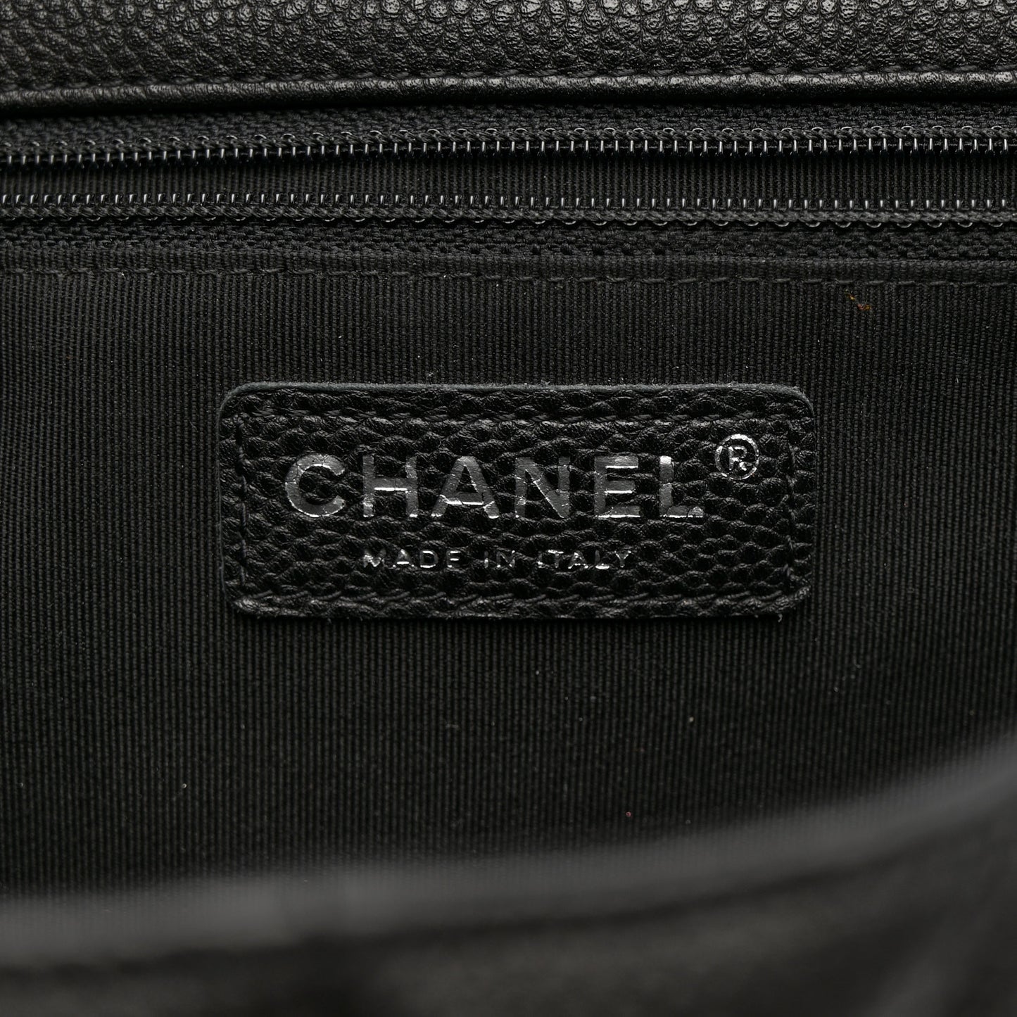 Caviar Chevron Quilted Puffy CC Flap Black