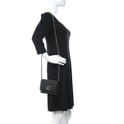 Chanel Caviar Quilted French New Wave Chain CC Wallet On Chain WOC Black 2 of 14