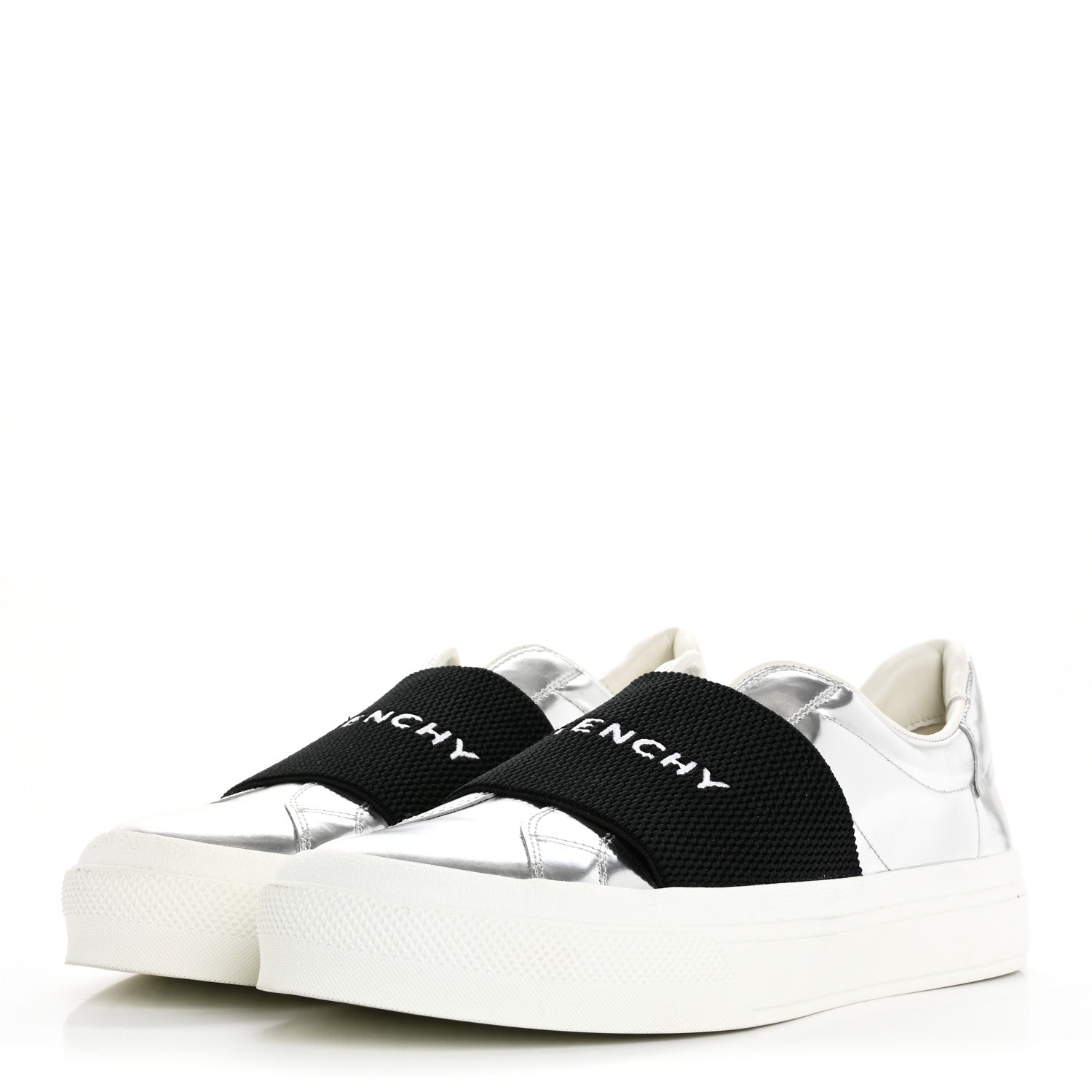 Givenchy Calfskin Band Logo Womens City Sneakers 41 Silvery 4 of 9
