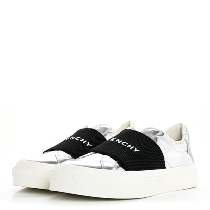 Givenchy Calfskin Band Logo Womens City Sneakers 41 Silvery 4 of 9