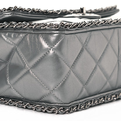Chanel Metallic Lambskin Medium Chain All Over Flap Silver 9 of 11