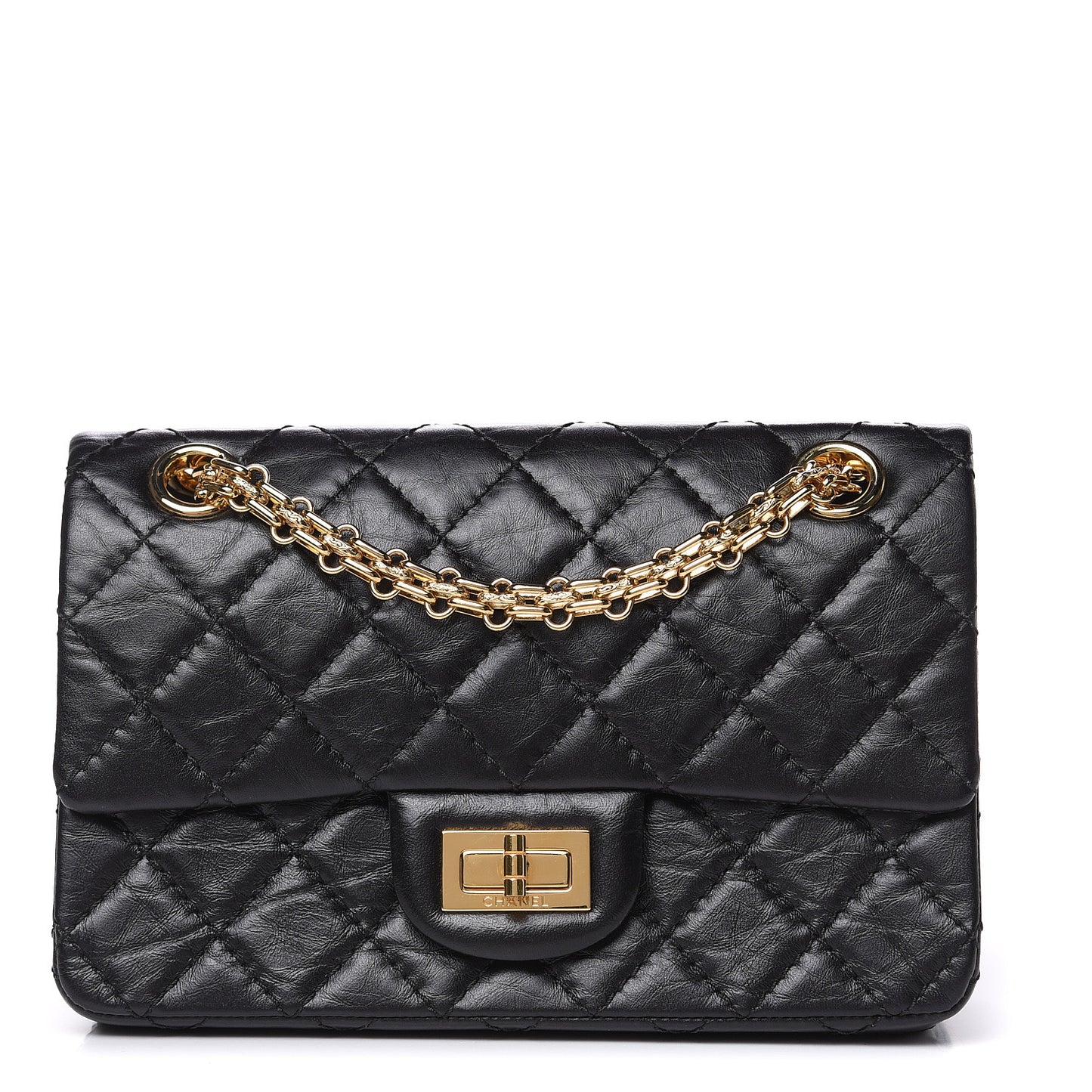 Aged Calfskin Quilted 2.55 Reissue Mini Flap Black