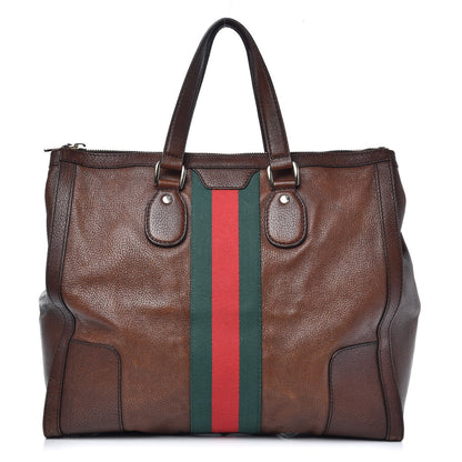 Gucci Calfskin Web Large Seventies Tote Brown 1 of 13