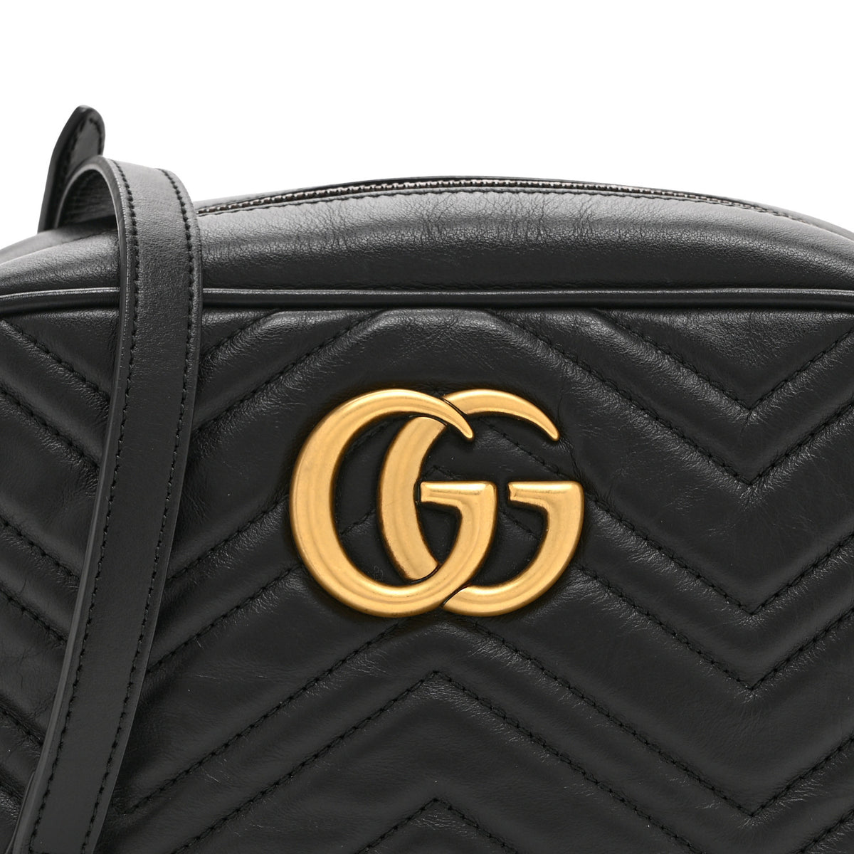 Calfskin Matelasse Small GG Marmont Chain Shoulder Bag Black