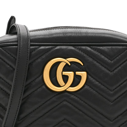 Gucci Calfskin Matelasse Small GG Marmont Chain Shoulder Bag Black 9 of 11