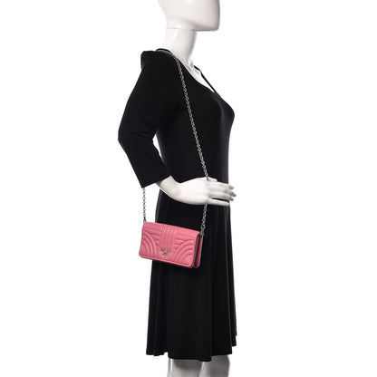 Prada Soft Calf Quilted Diagramme Chain Wallet Begonia 2 of 10