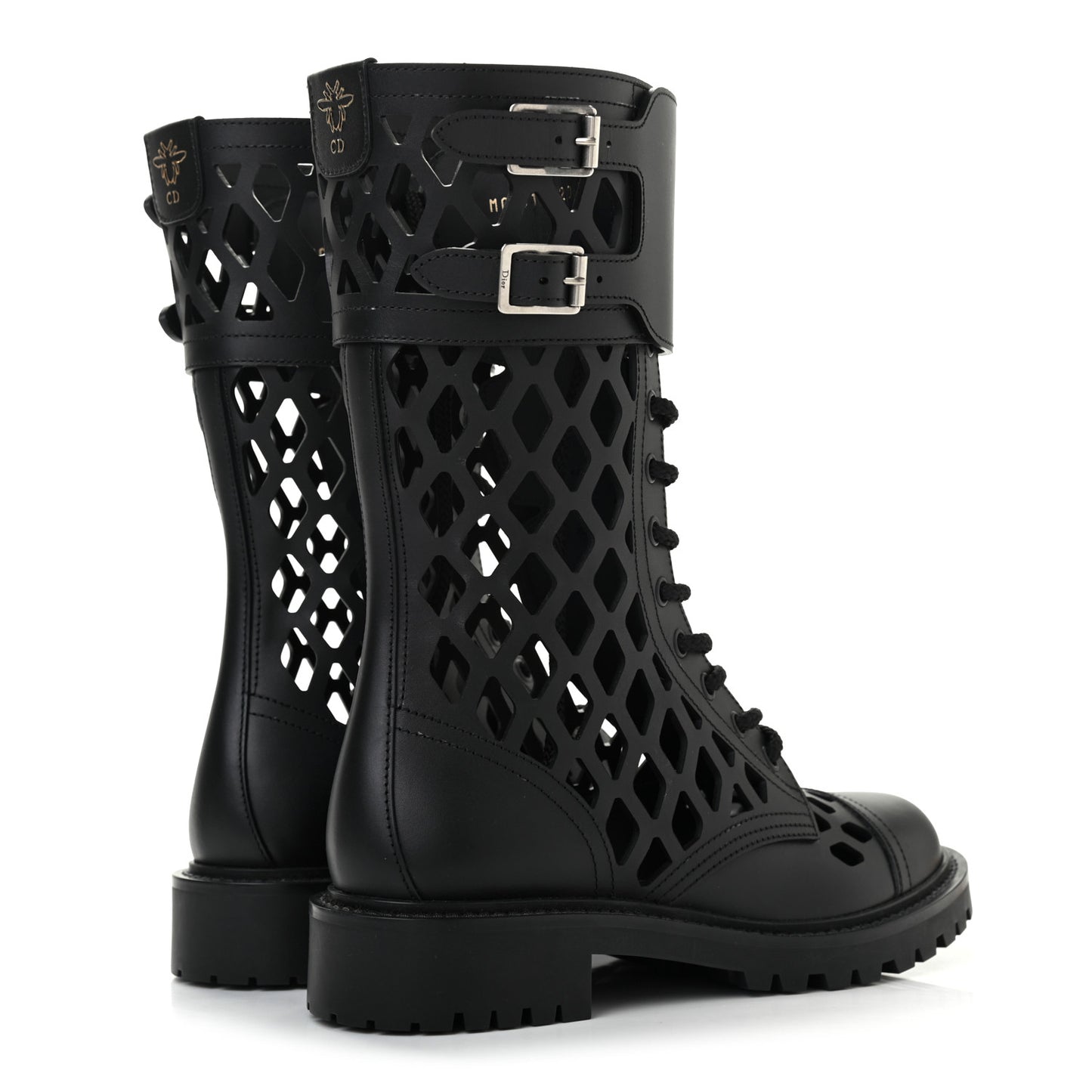 Matte Calfskin Womens D-Trap 30mm Tall Boots 37 Black