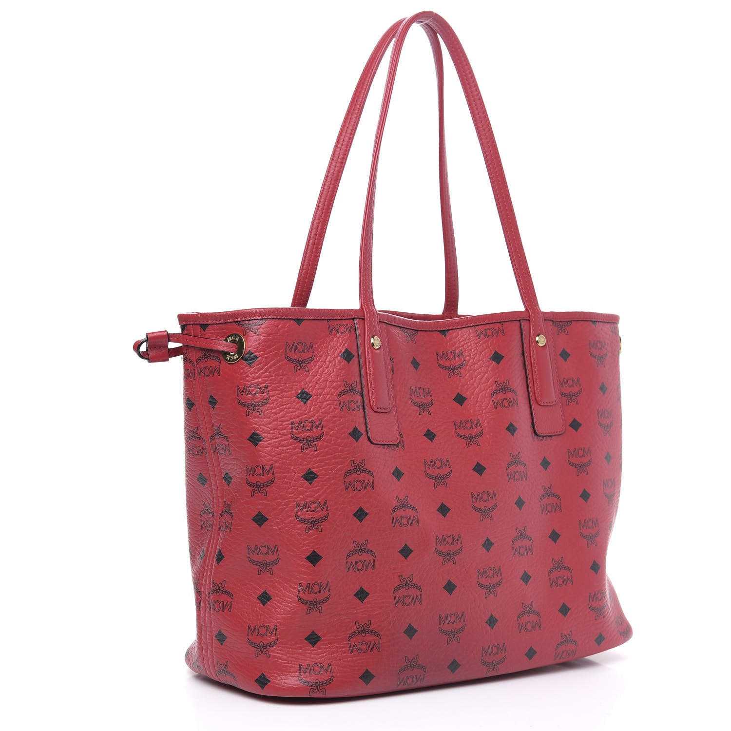MCM Visetos Medium Liz Reversible Shopper Tote Ruby Red 5 of 13
