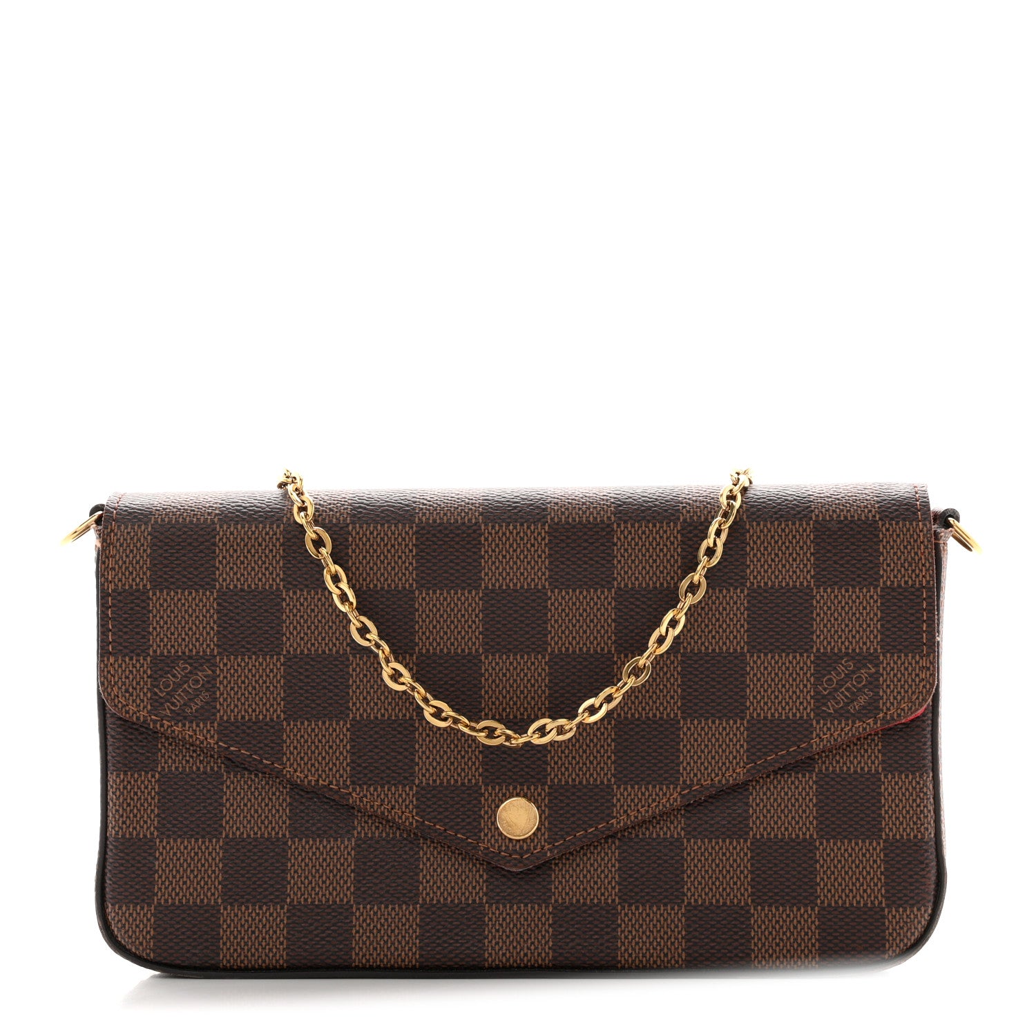 Louis Vuitton Damier Ebene Pochette Felicie Chain Wallet 1 of 12