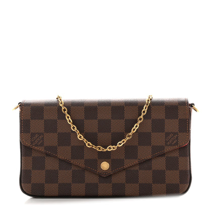 Louis Vuitton Damier Ebene Pochette Felicie Chain Wallet 1 of 12