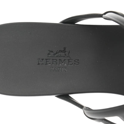 Hermes Rubber Womens Egerie Sandals 37 Black 7 of 9
