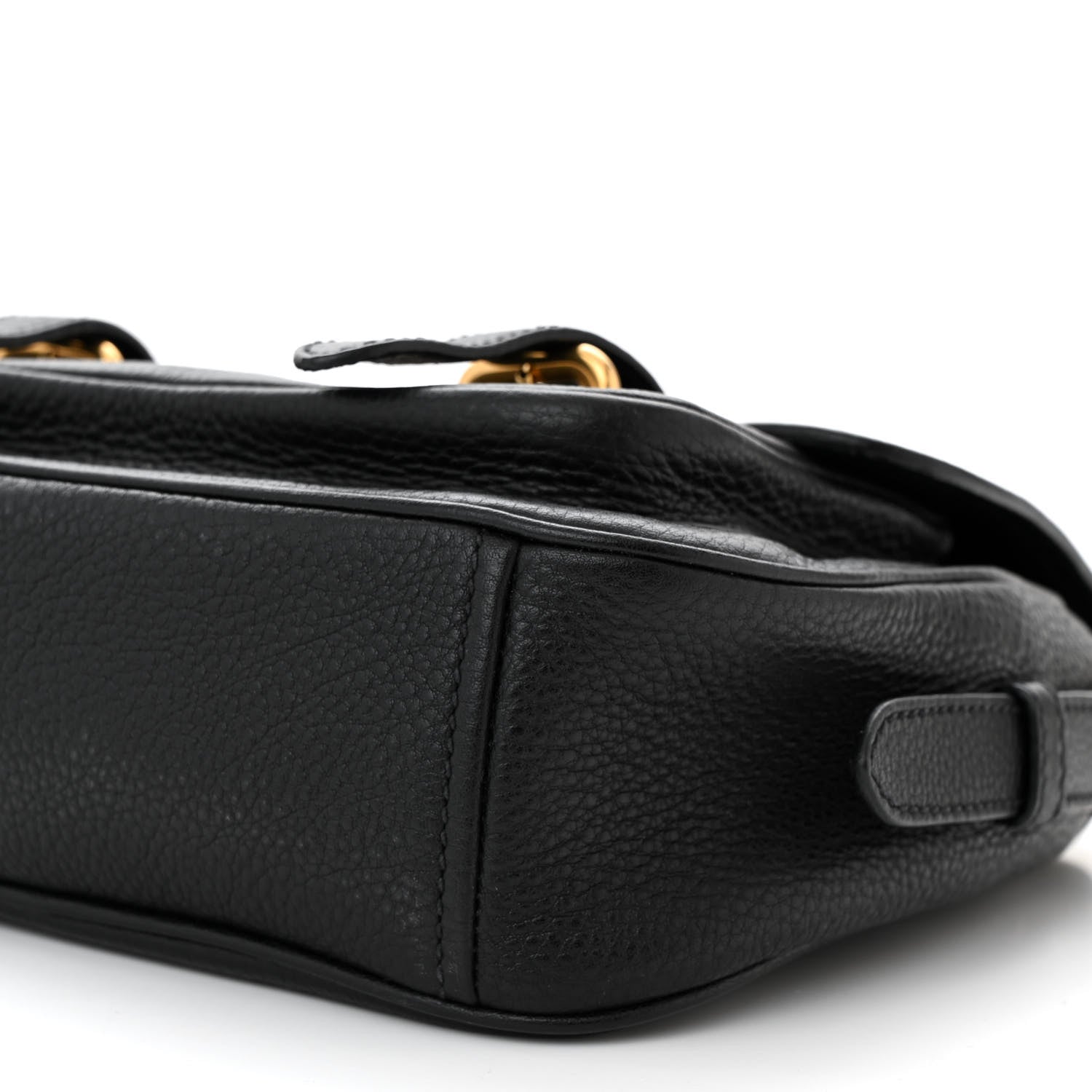 Prada Vitello Daino Double Buckle Messenger Bag Black 10 of 10
