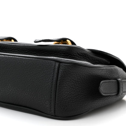 Prada Vitello Daino Double Buckle Messenger Bag Black 10 of 10
