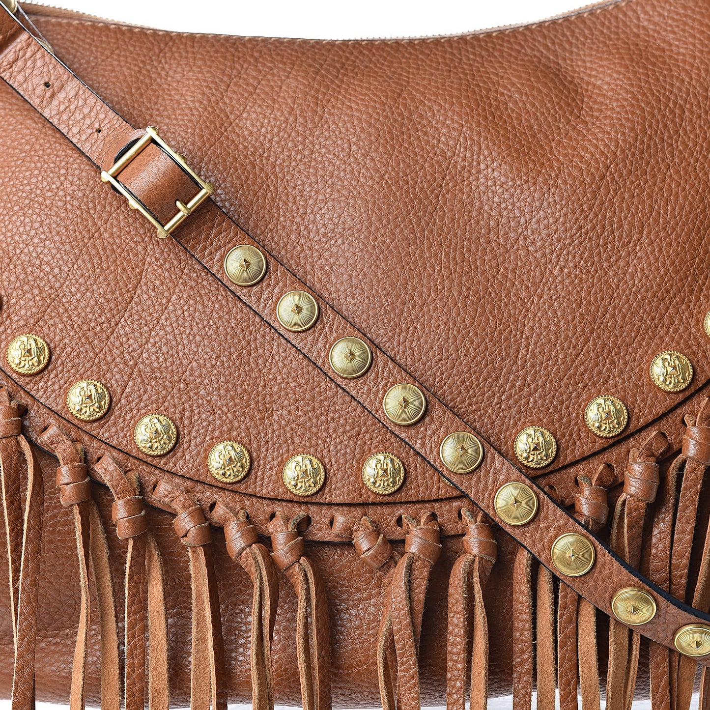 Grained Calfskin C-Rockee Fringe Hobo Light Cuir