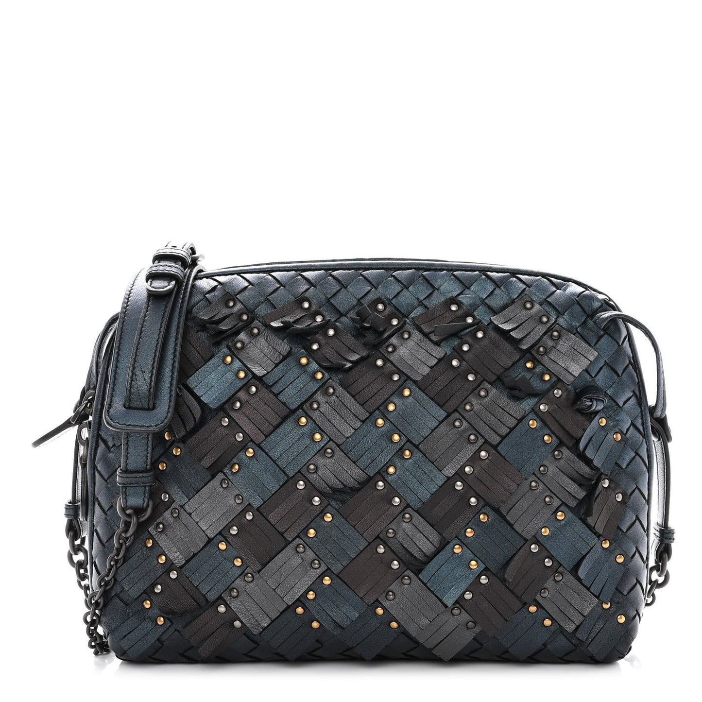 Nappa Intrecciato Fringe Studded Nodini Crossbody Messenger Multicolor