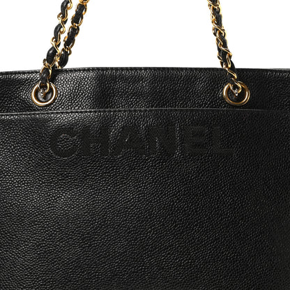 Chanel Caviar Embroidered Logo Shoulder Bag Black 8 of 10