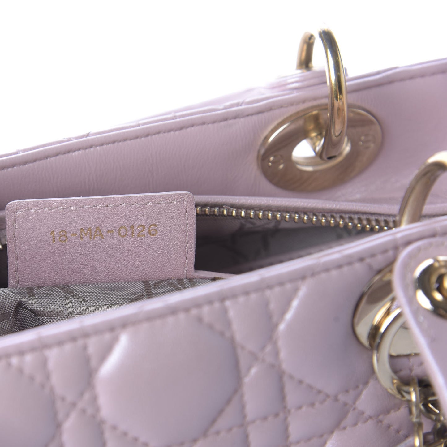 Pearly Lambskin Cannage Medium Lady Dior Lotus
