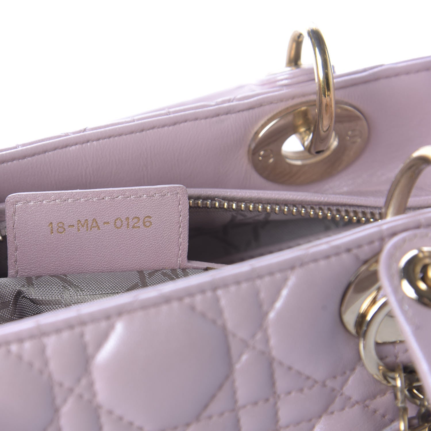 Christian Dior Pearly Lambskin Cannage Medium Lady Dior Lotus 9 of 10