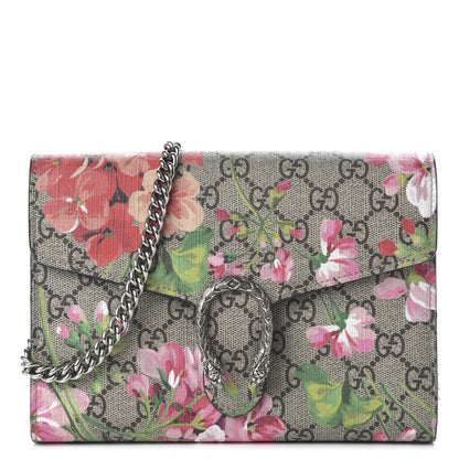 Gucci GG Supreme Monogram Blooms Mini Dionysus Chain Wallet Beige Multicolor Dry Rose 1 of 9
