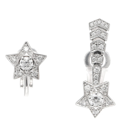 Chanel 18K White Gold Diamond Comete Chevron Earrings 1 of 5