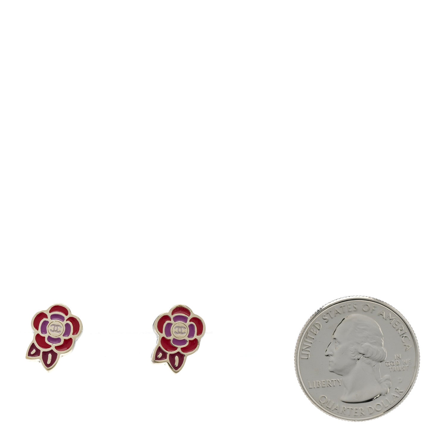 Chanel Enamel CC Camellia Earrings Multicolor 2 of 4