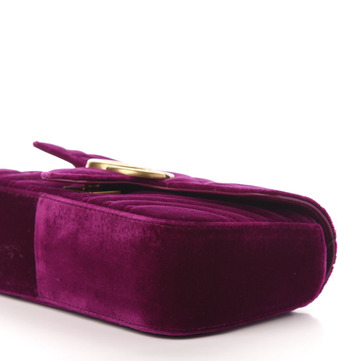 Gucci Velvet Matelasse Mini GG Marmont Shoulder Bag Fuchsia Violet Cyclamen 10 of 11