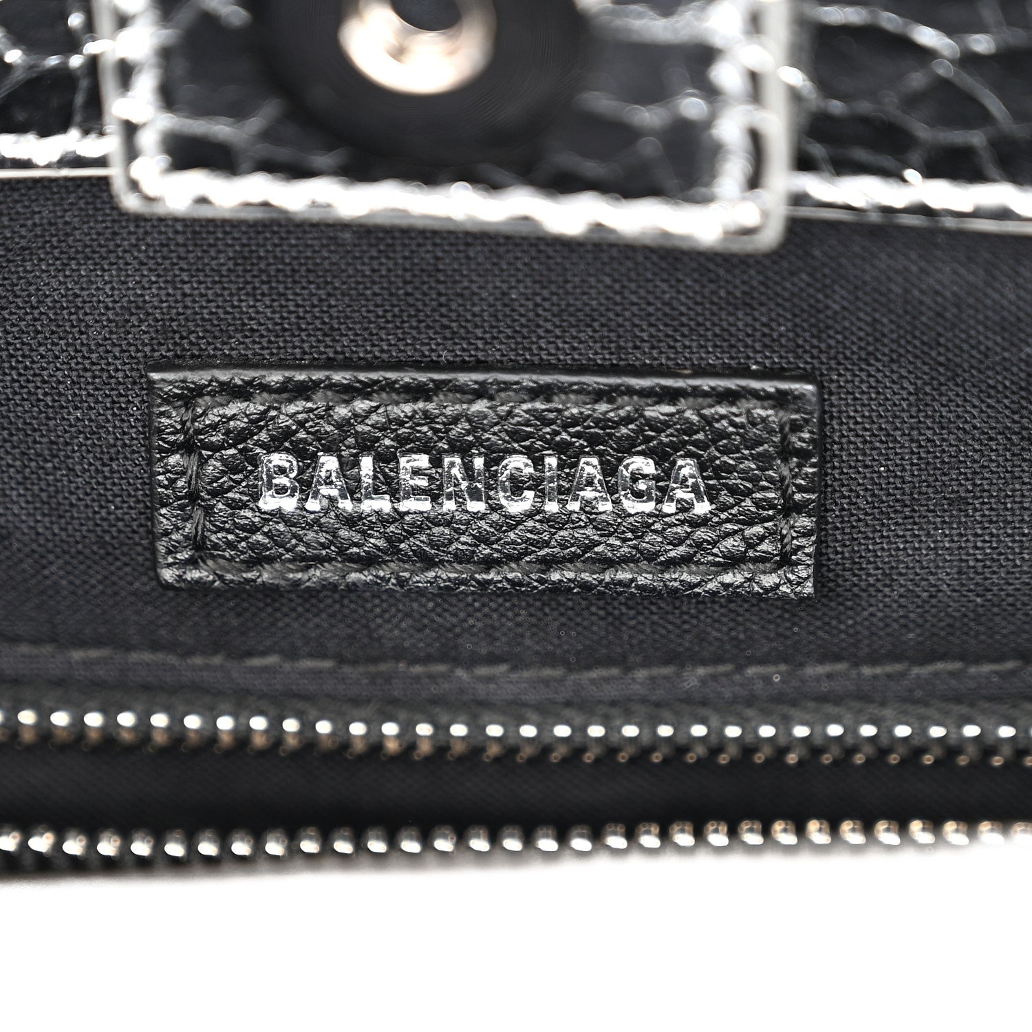 Balenciaga Crackled Mirror Calfskin Logo North South Shopper Tote XXS Silver 6 of 9