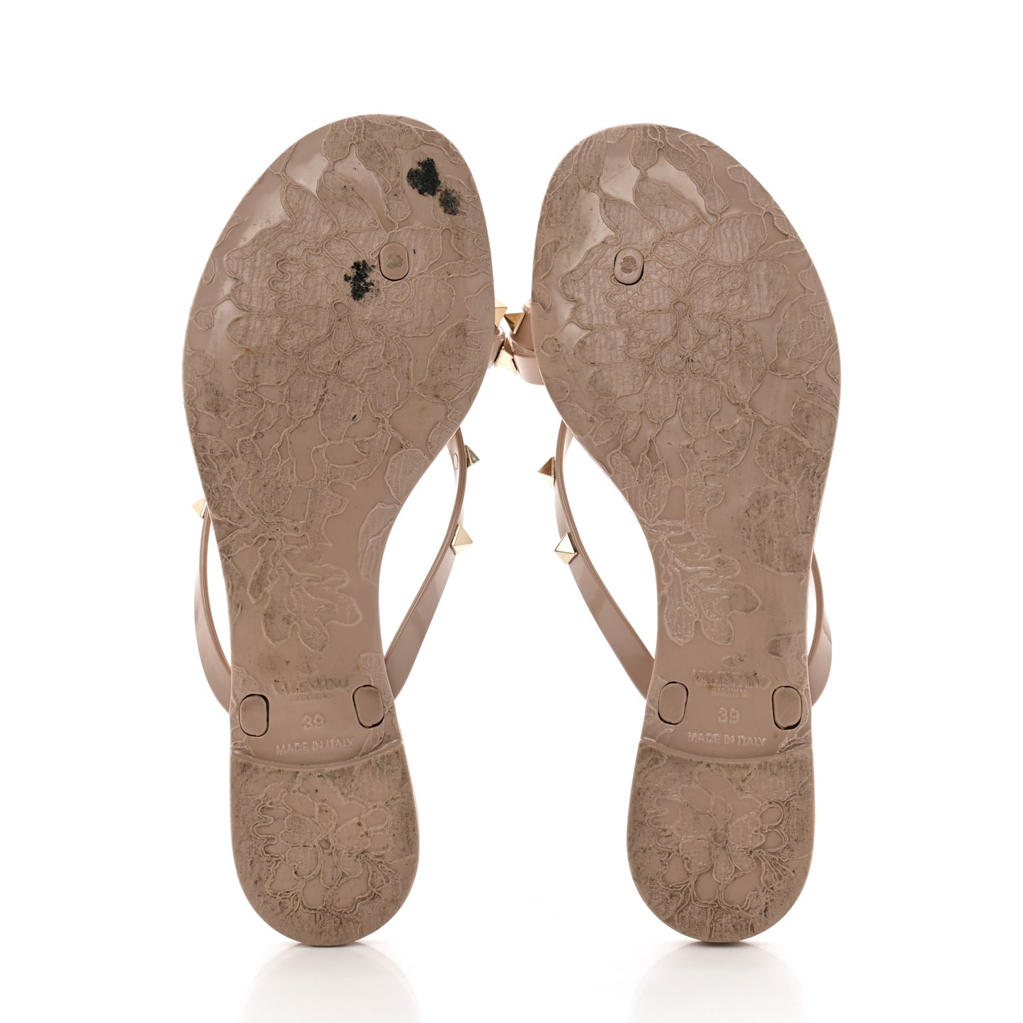 PVC Jelly Rockstud Bow Thong Sandals 39 Poudre