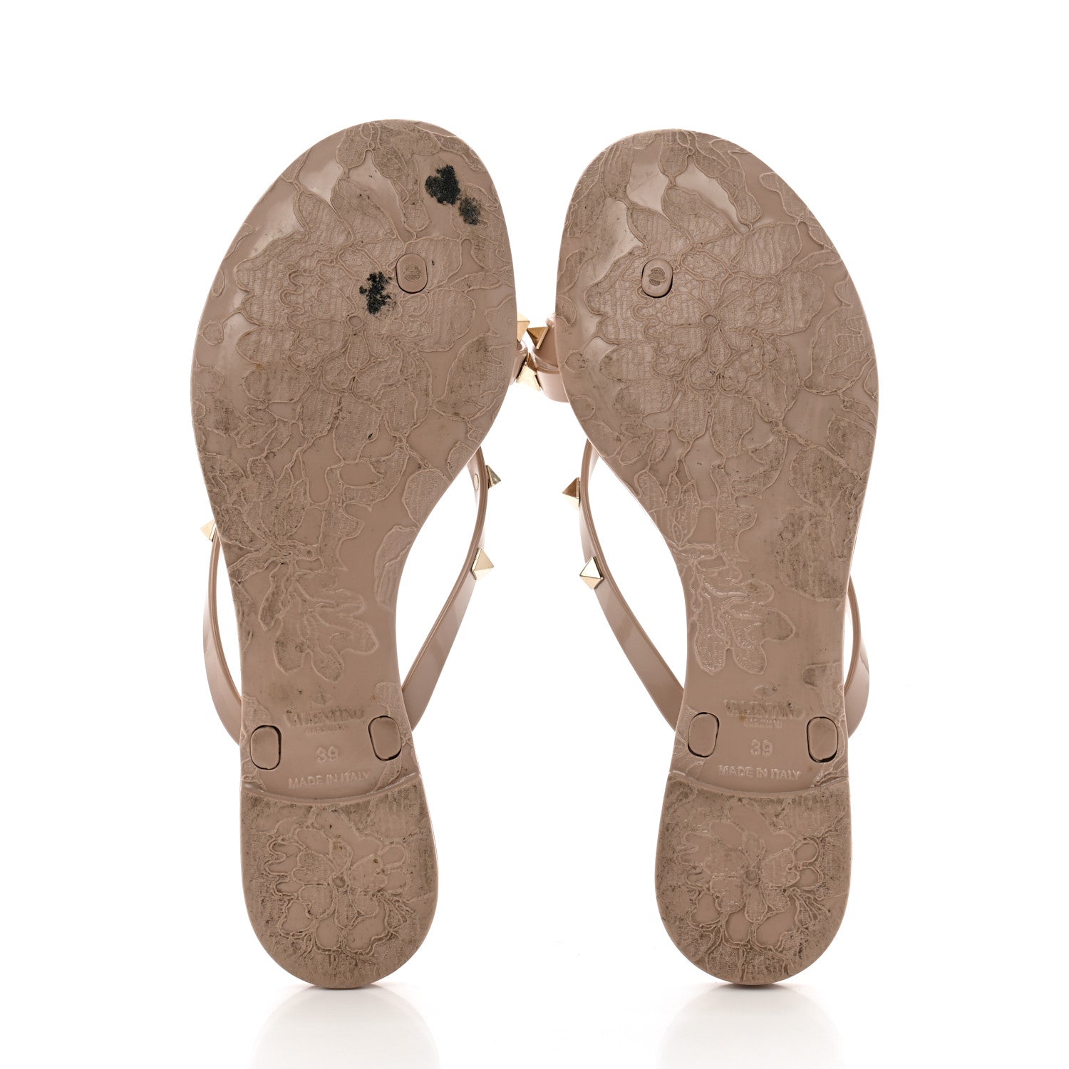 Valentino Garavani PVC Jelly Rockstud Bow Thong Sandals 39 Poudre 6 of 9