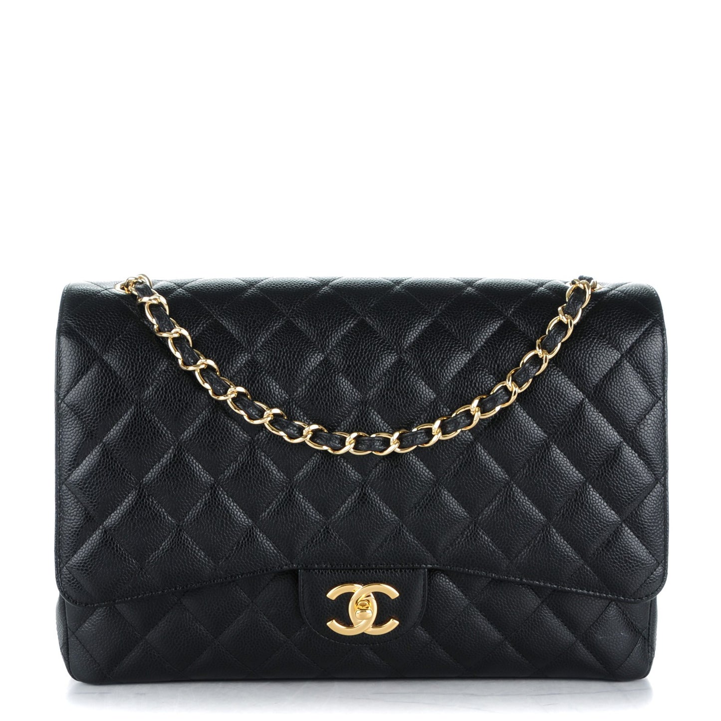 Caviar Quilted Maxi Double Flap Black