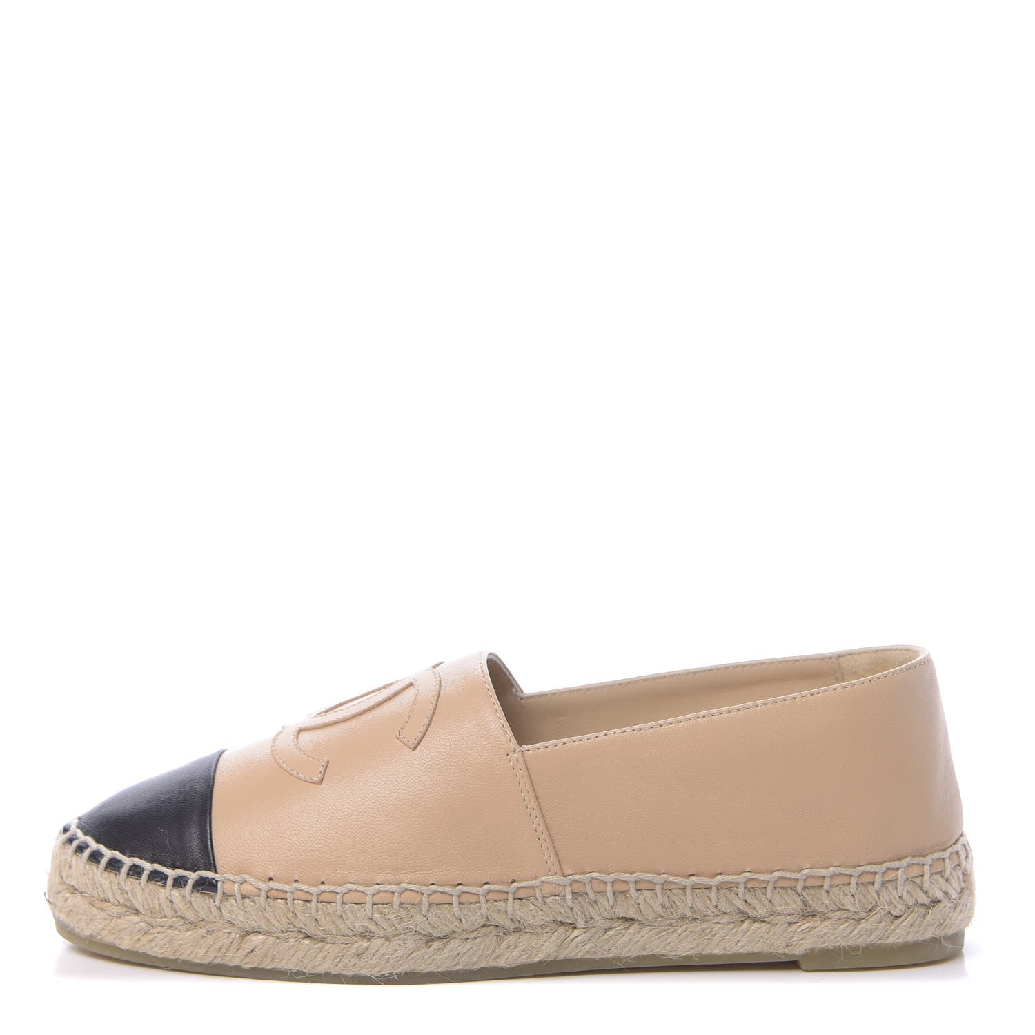 Chanel Lambskin CC Espadrilles 36 Beige Black 1 of 10