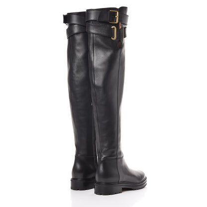 Valentino Garavani Calfskin Knee High Buckle Boots Black 36.5 Black 4 of 8