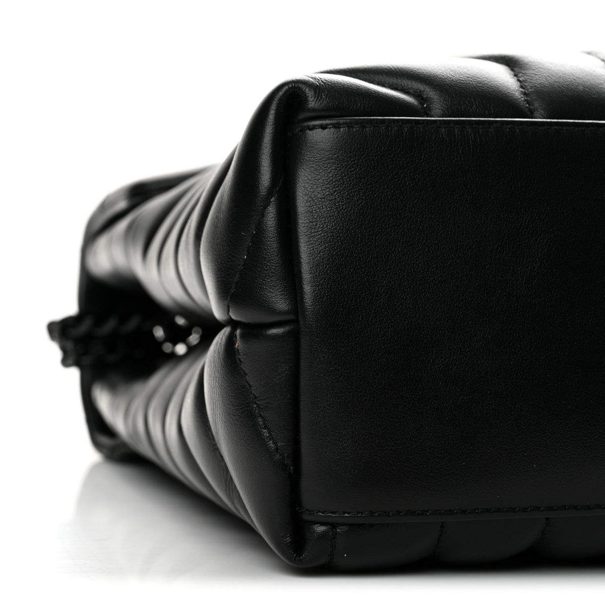 Calfskin Y Quilted Monogram Monochrome Large Loulou Chain Satchel Black