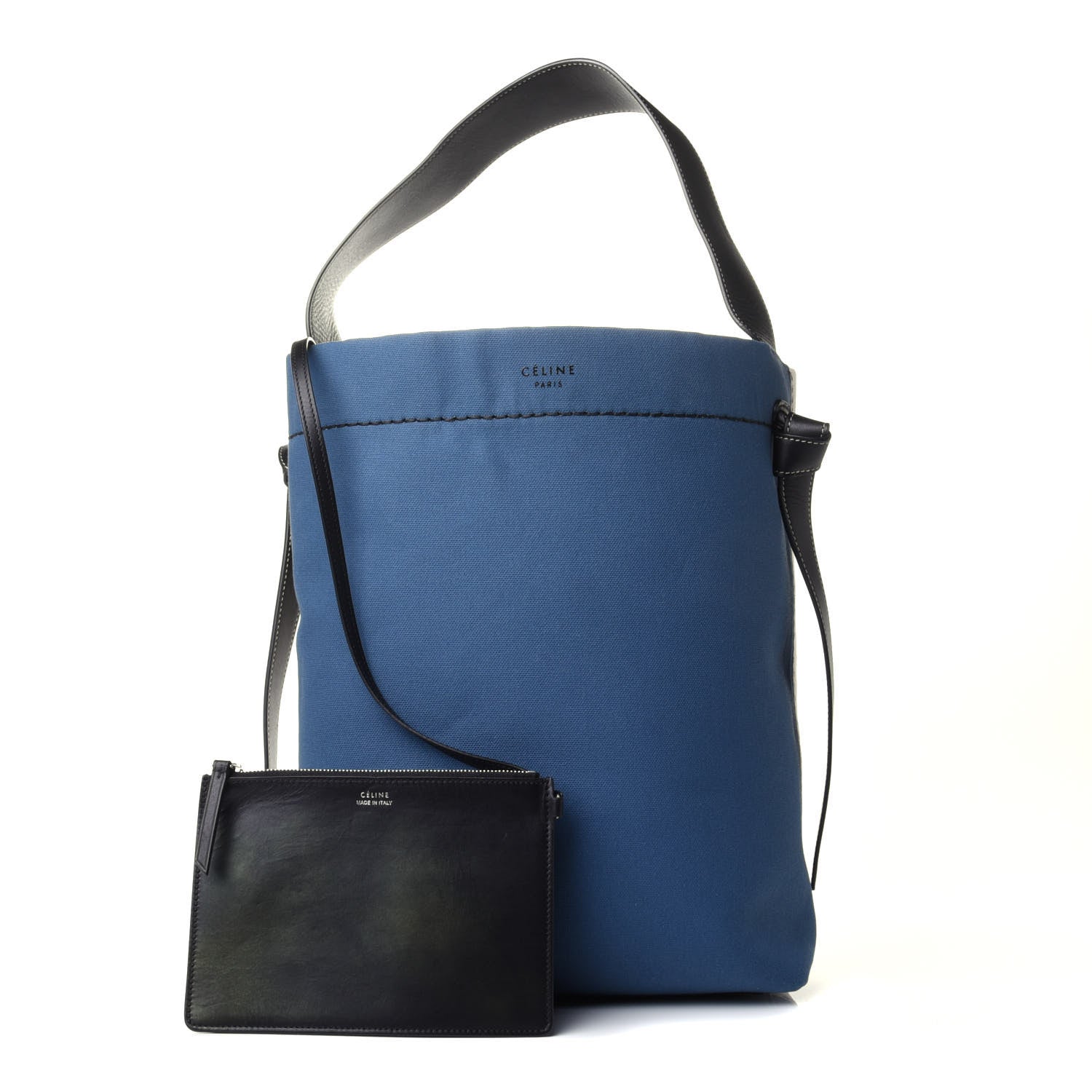 Celine Canvas Small Twisted Cabas Beige Blue 1 of 9
