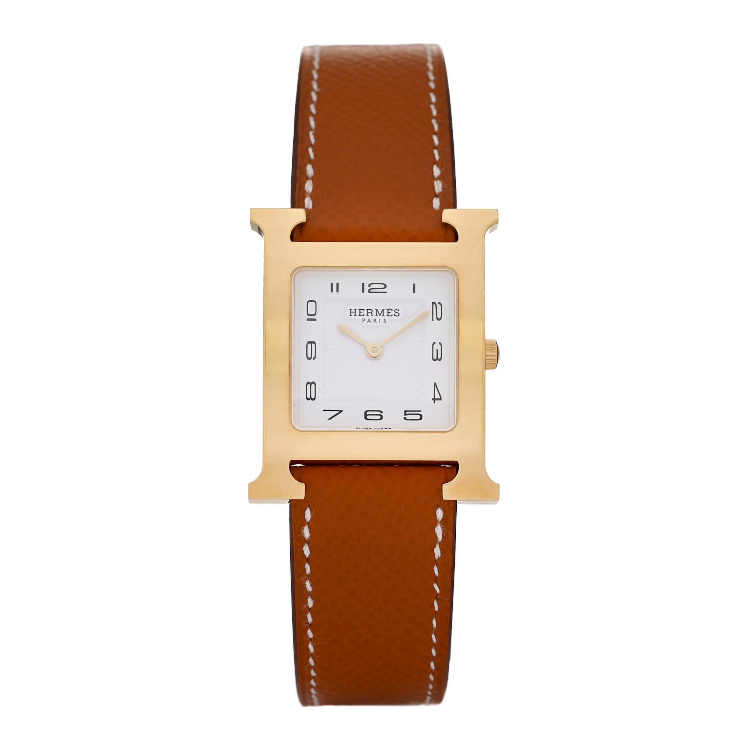 Hermes Stainless Steel Epsom 26mm Heure H Hour Quartz Watch Gold 1 of 5