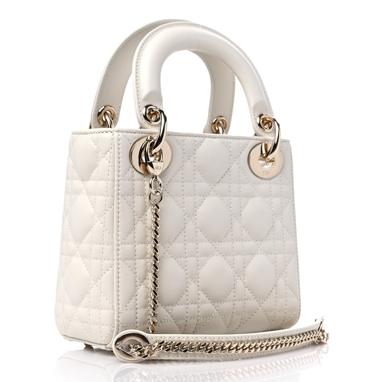 Lambskin Cannage Mini Lady Dior Off White