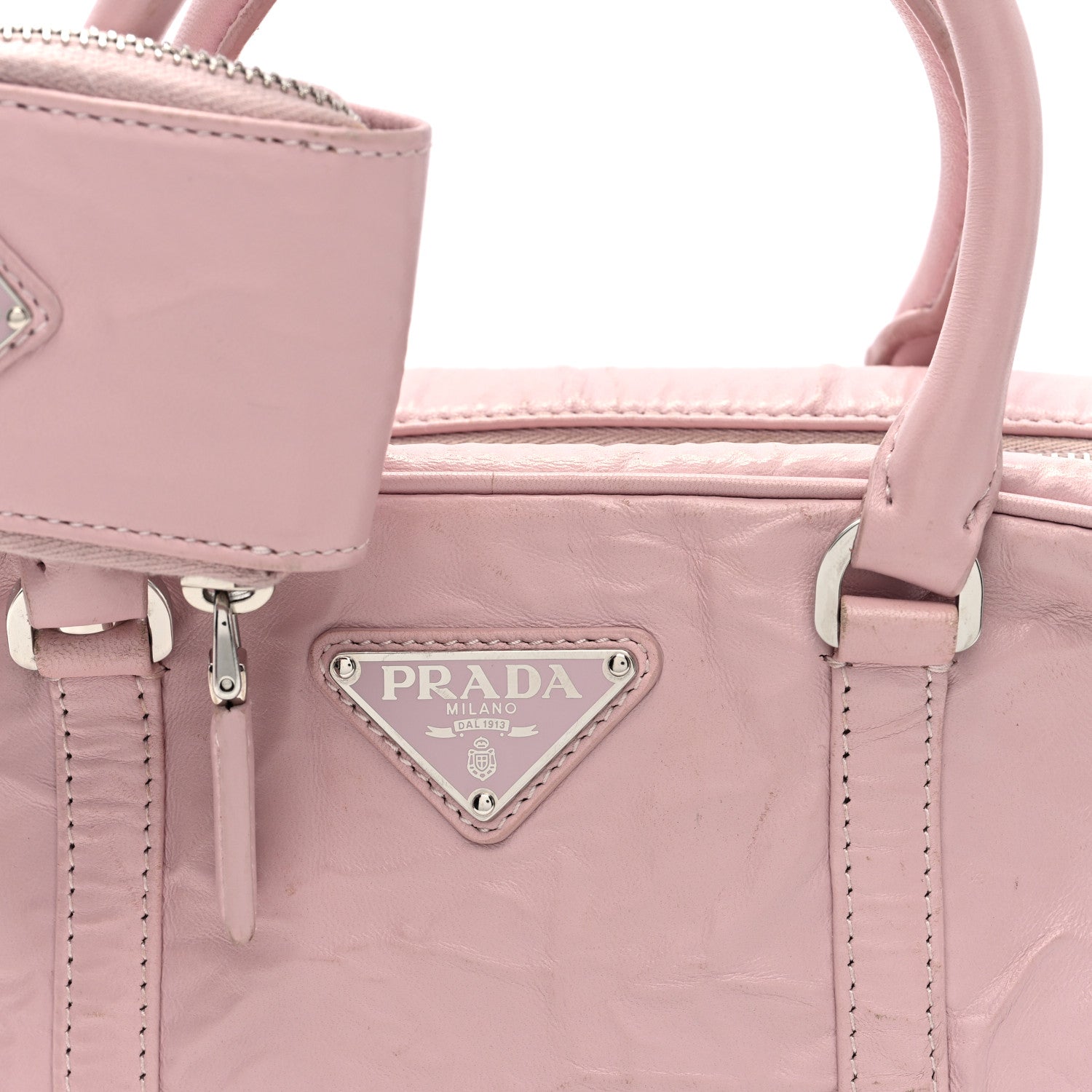 Prada Nappa Antique Small Re-Edition 2001 Two Handle Crossbody Bag Alabastro 7 of 9