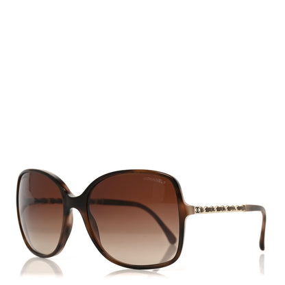 Chanel Acetate Metal Lambskin Chain Square Sunglasses 5210-Q Brown 1 of 7