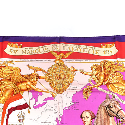 Hermes Silk Marquis De Lafayette Scarf 90 Violet Rouge Rose Poudre 3 of 6