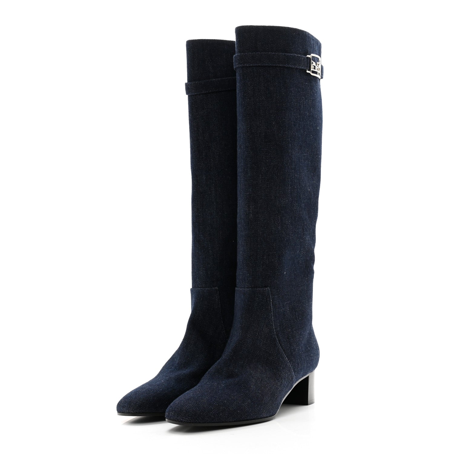 Hermes Denim Canvas Versailles Boots 39 Jean Fonce 3 of 9