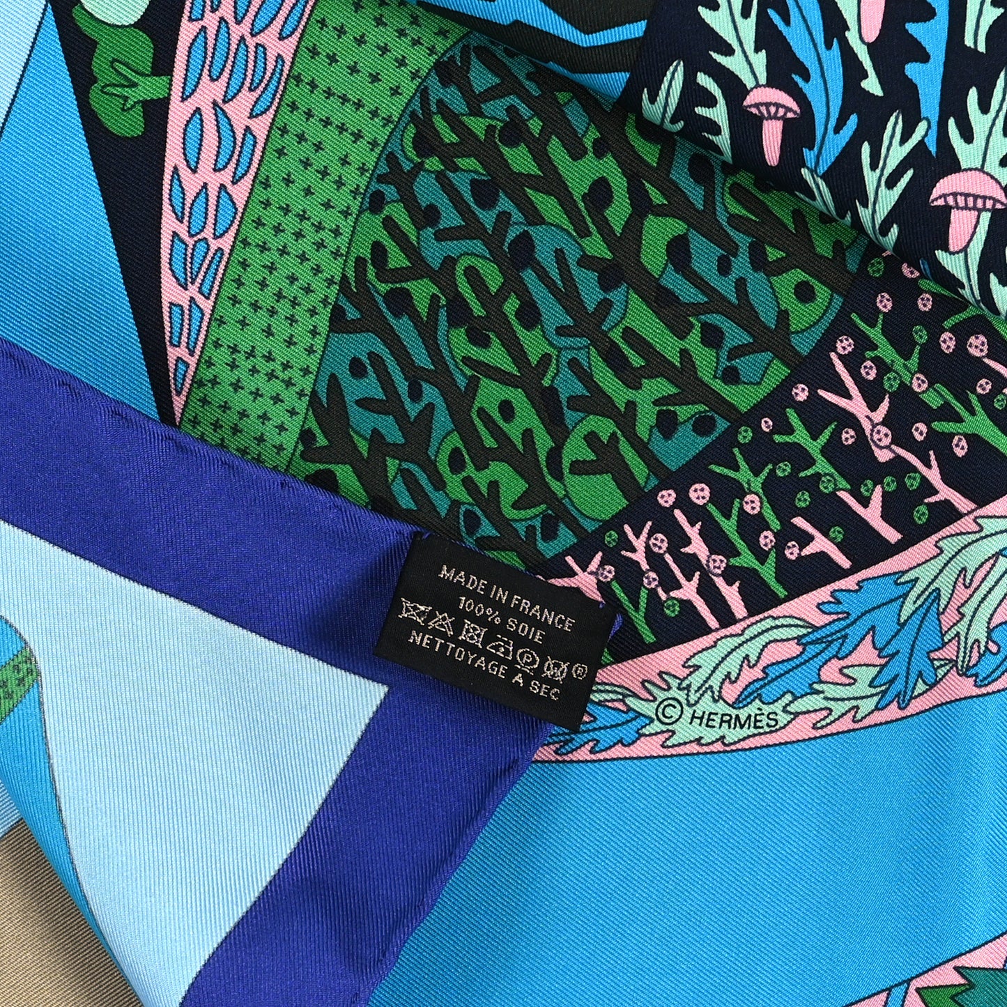 Silk A Travers Champs Scarf 90 Bleu Vert Rose