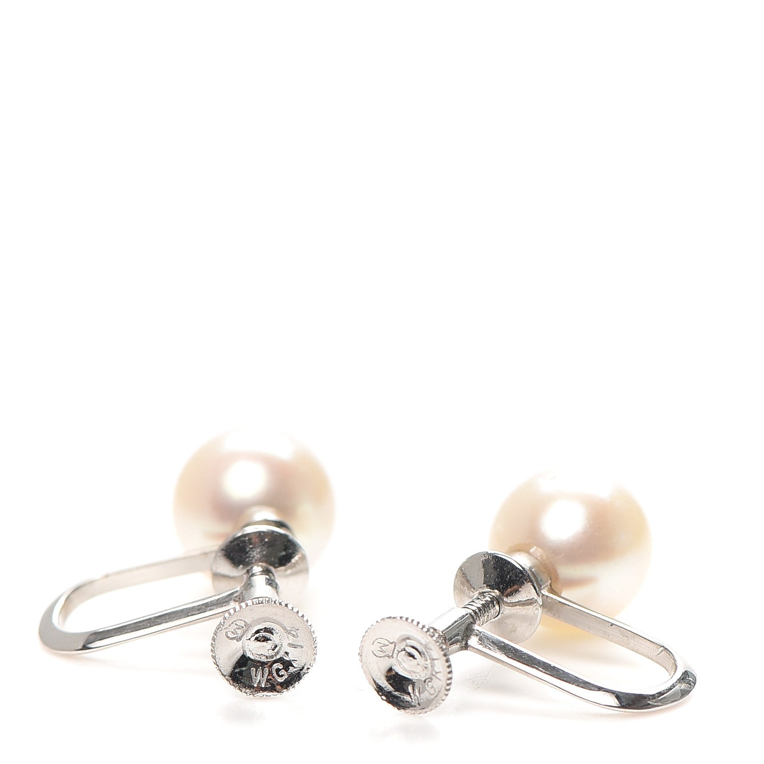 Mikimoto 14K White Gold Akoya Pearl 8mm Screw Back Earrings 3 of 4