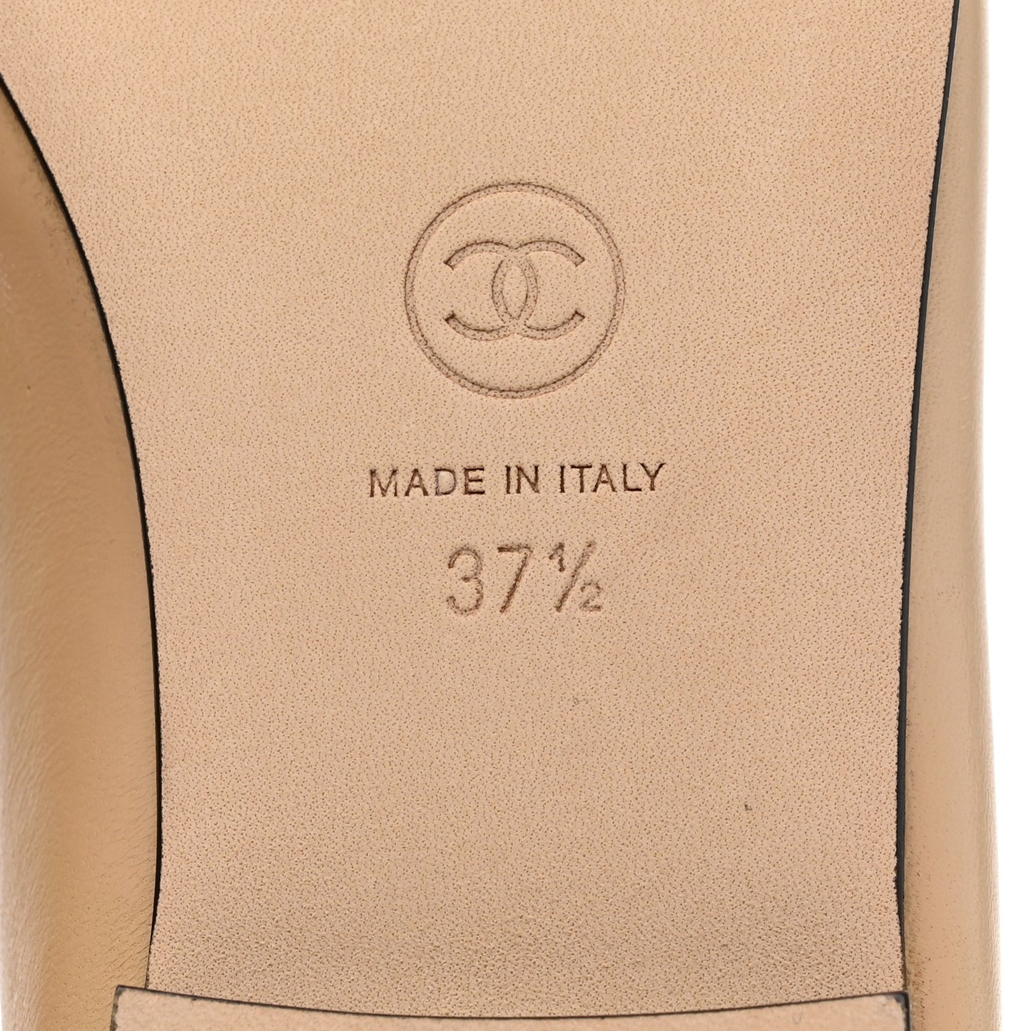 Lambskin Cap Toe CC Ballerina Flats 37.5 Beige Black