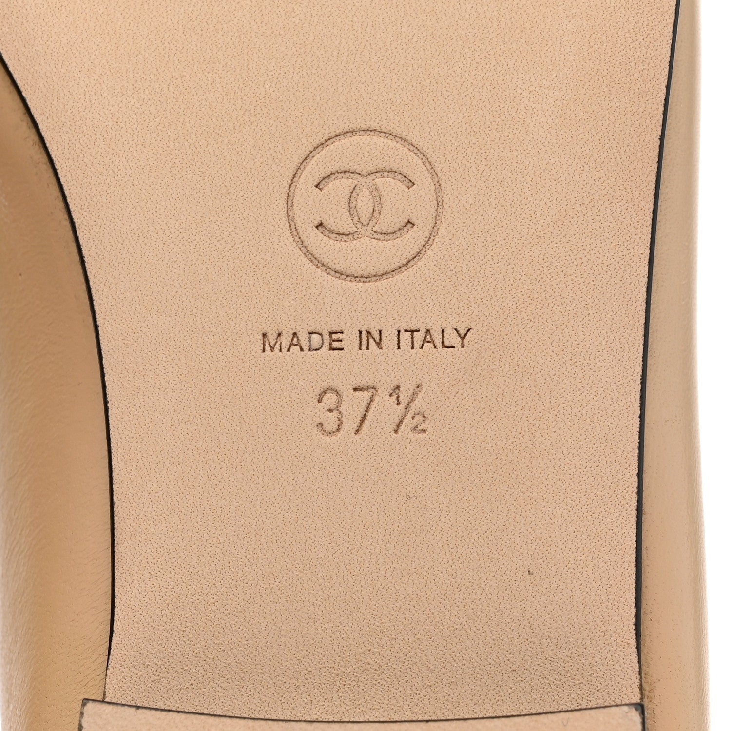 Chanel Lambskin Cap Toe CC Ballerina Flats 37.5 Beige Black 8 of 9