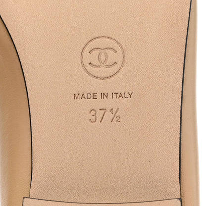 Chanel Lambskin Cap Toe CC Ballerina Flats 37.5 Beige Black 8 of 9